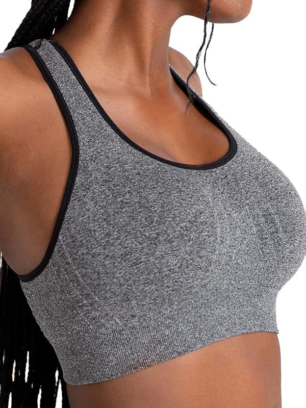 SHAPERMINT Seamless Racerback Wireless Sports Bra for Women with Removable Cups | Low Compression... | Amazon (US)