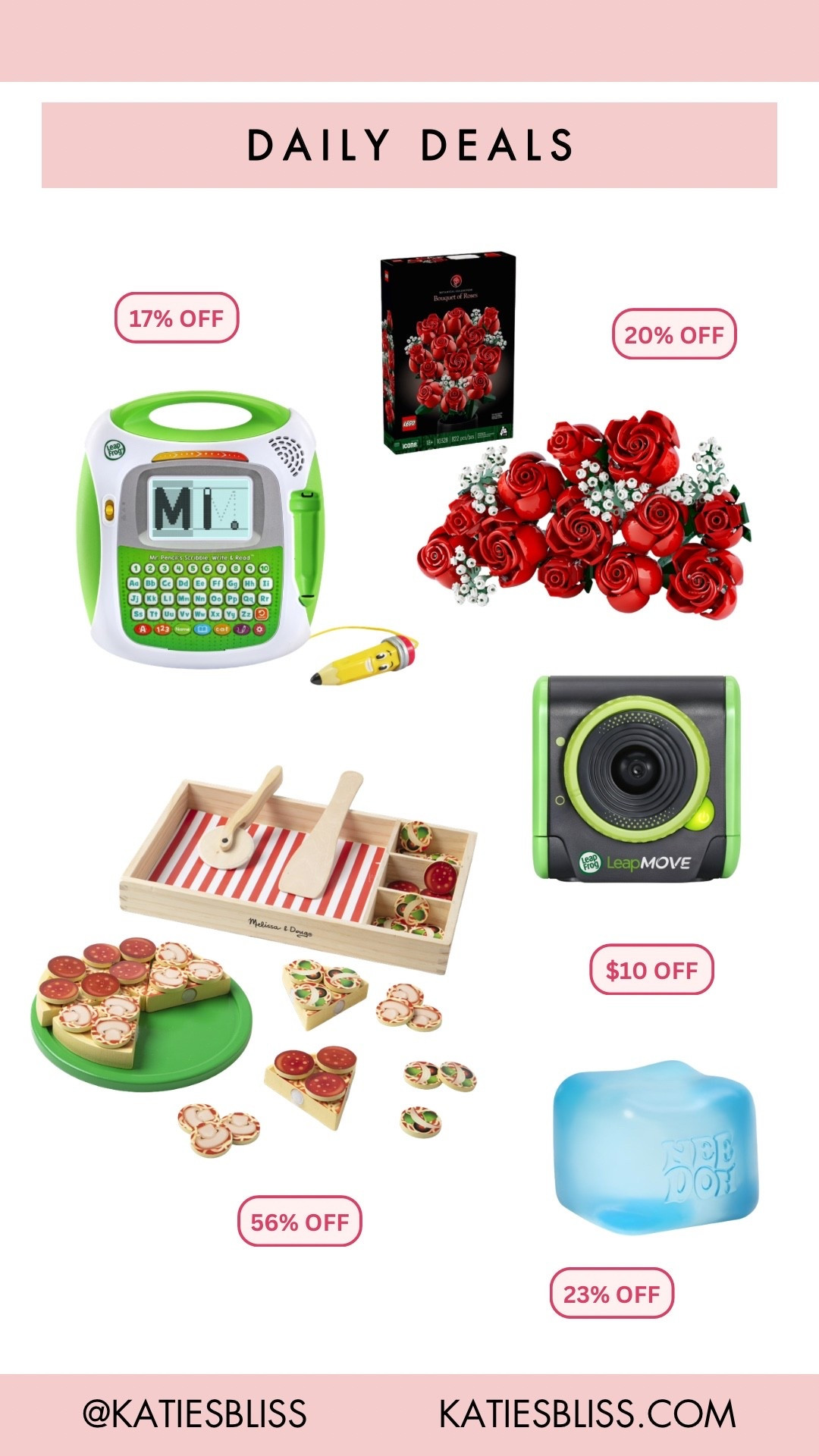 Daily deals ✨

Walmart. Toys. Deals. Markdowns. Sale. Leap frog. Lego. Melissa and Doug. 



#LTKSaleAlert #LTKKids #LTKFindsUnder50