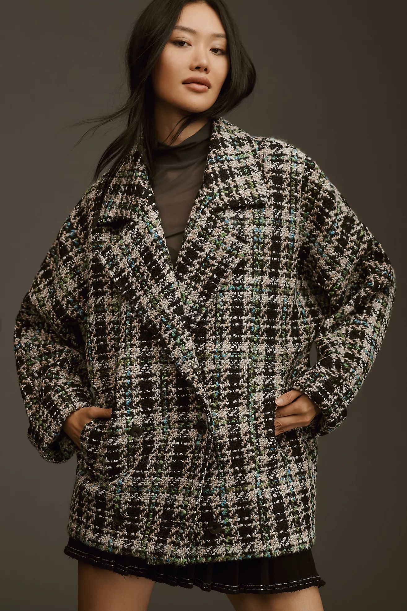 By Anthropologie Double-Breasted Tweed Coat | Anthropologie (US)