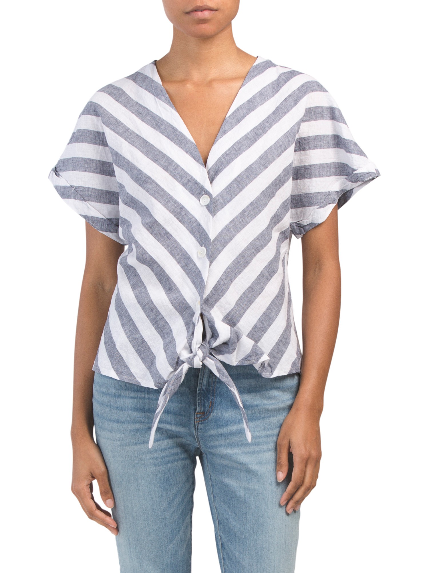 Striped Tie Front Top - Tops - T.J.Maxx | TJ Maxx