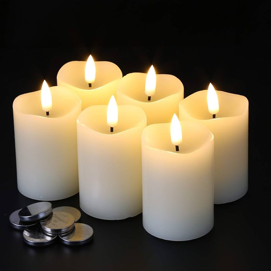 Eywamage Timer Flameless Votive Candles 2 inch x 3 inch , Flickering Small LED Pillar Candles Bat... | Amazon (US)