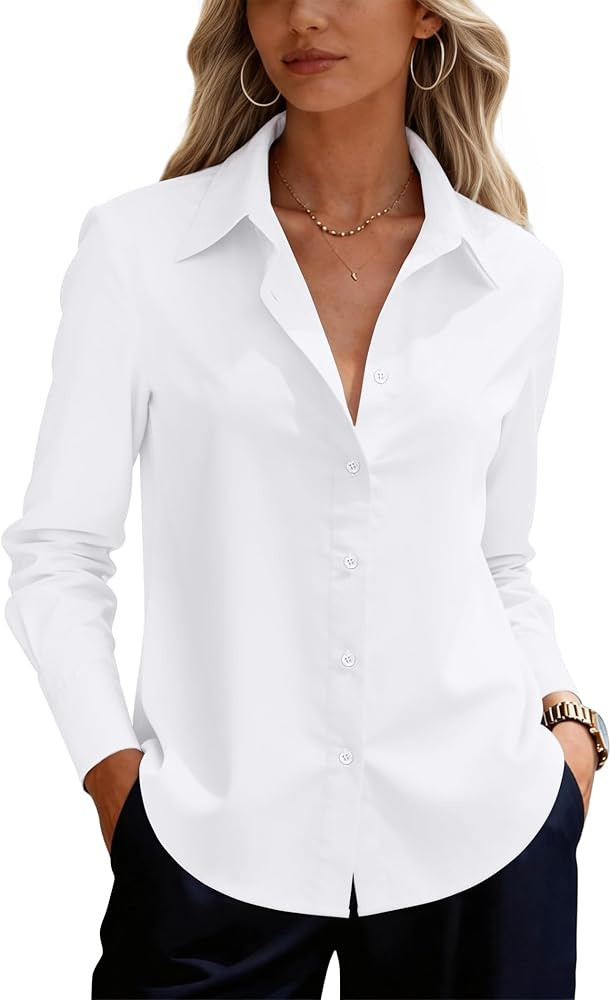 siliteelon Button Down Shirts Dress Shirts for Women Long Sleeve Womens Work Shirts Regular Fit C... | Amazon (US)