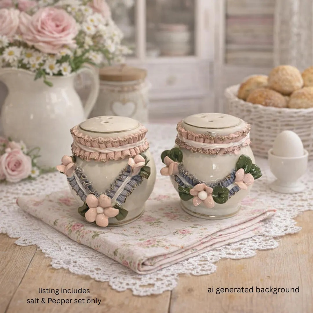 Vintage  Salt and Pepper Shakers – Hand-Painted Porcelain with 3D Flowers – Italy Ceramic Tab... | Etsy (US)