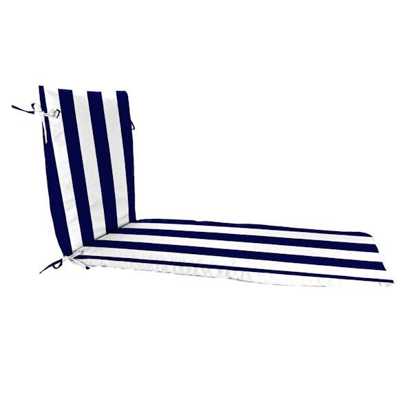Providence Navy Blue Awning Stripe Basic Outdoor Chaise Lounge Cushion | At Home