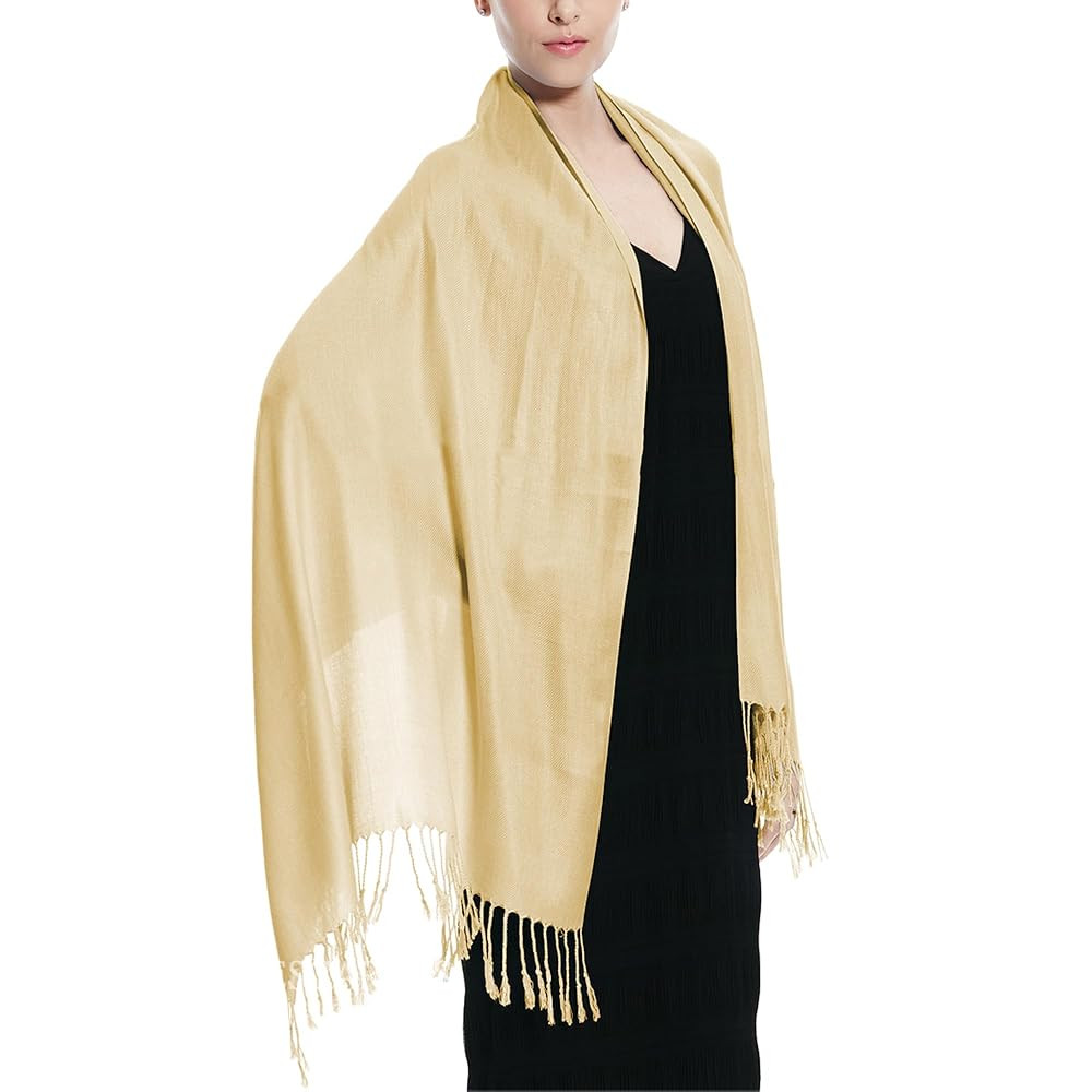 Glory Max Women Large Soft Silky Pashmina Shawl Wrap Scarf in Plain Solid Colors | Amazon (US)