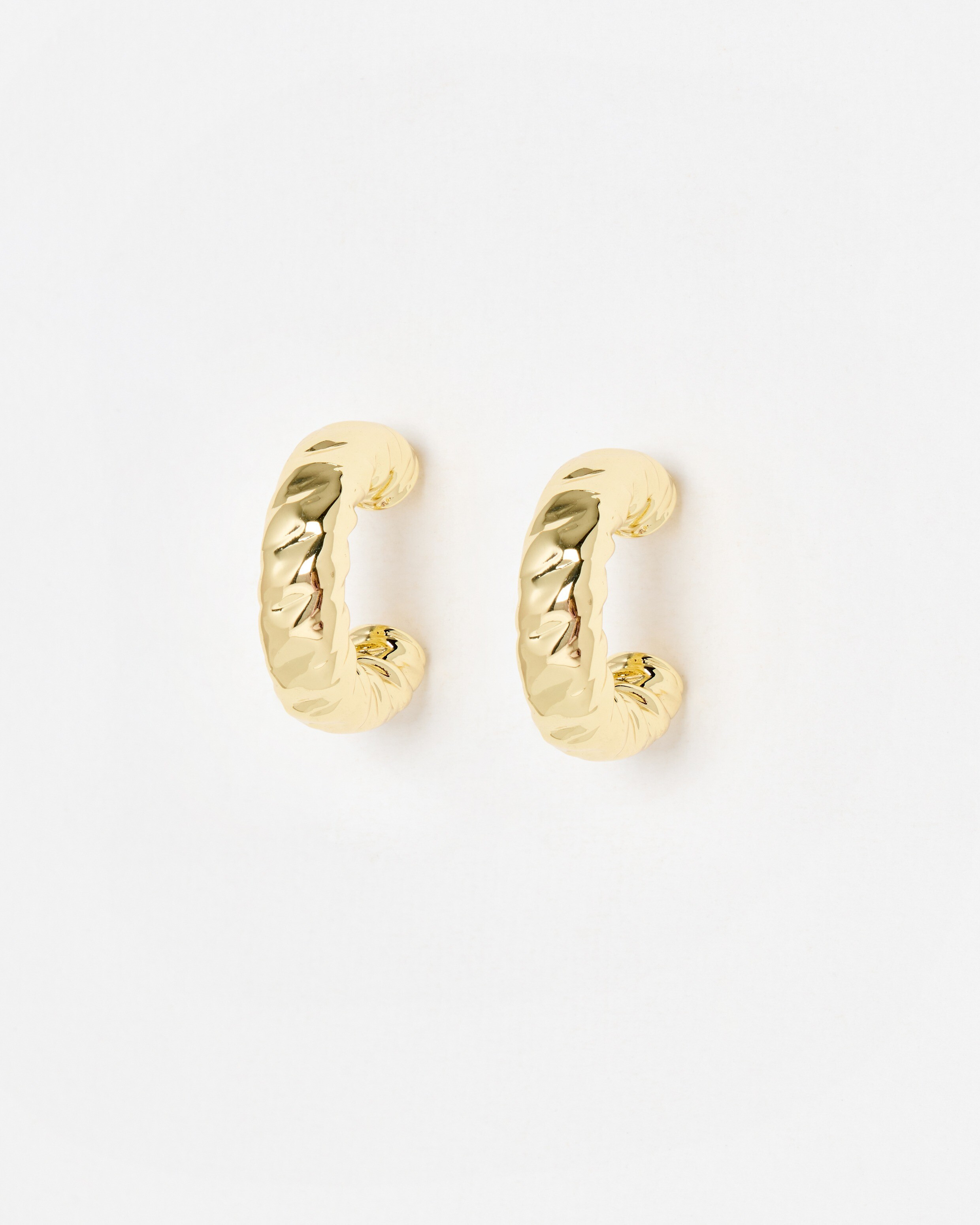 Caelen Textured Chunky Shiny Gold Tone Hoop Earrings | Oliver Bonas | Oliver Bonas (Global)