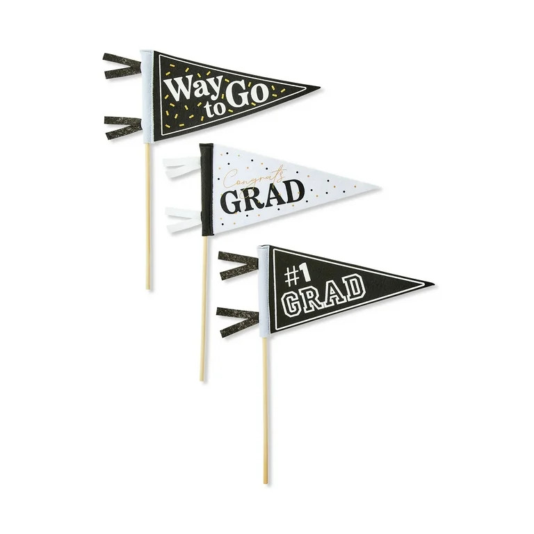 Graduation White and Black 2025 Pennants, 11" x 12", 3 Pieces, by Way To Celebrate | Walmart (US)
