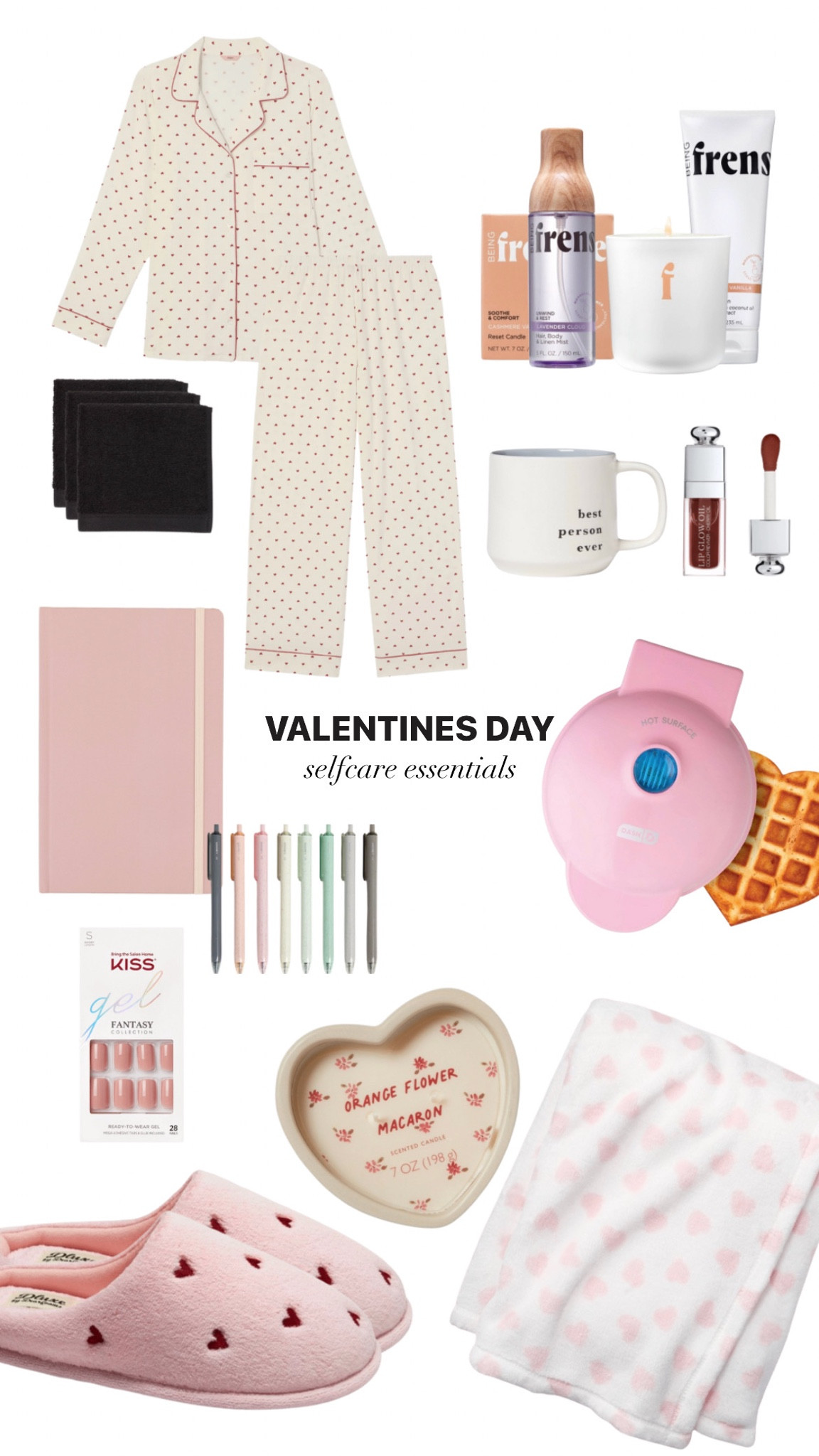 Valentines Day should be everyday! Here are some self care essentials that will keep your heart feeling toasty all year round 💖

#valentinesdaypajamas #selfcareessentials #vdaygiftsforher #selfcaregiftguide #affordableselfcare #journaling #minimalbeauty #pinkgifts #girlygirlaesthetic #valentinesday #femininestyle 