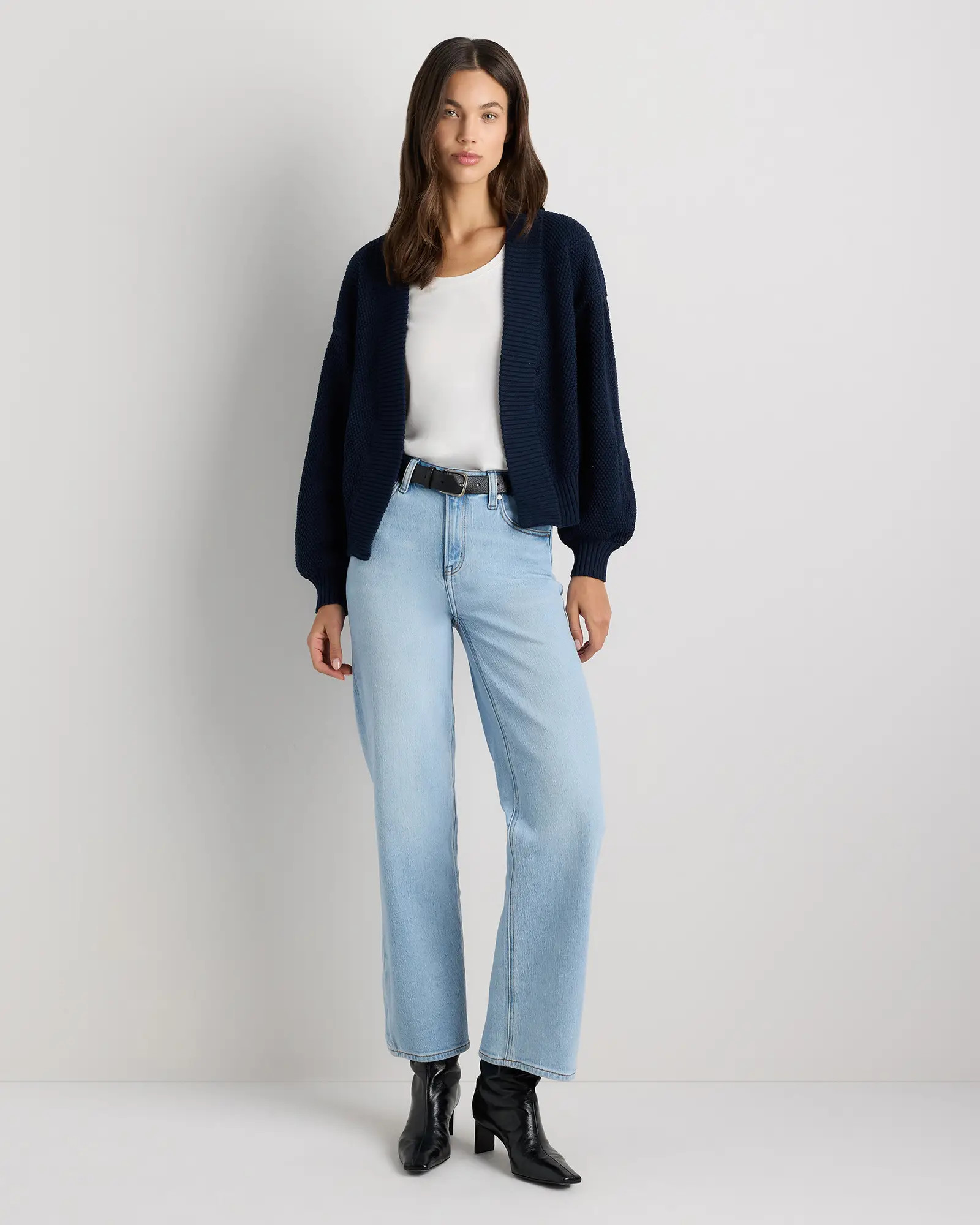 100% Organic Cotton Waffle Stitch Open Cardigan | Quince