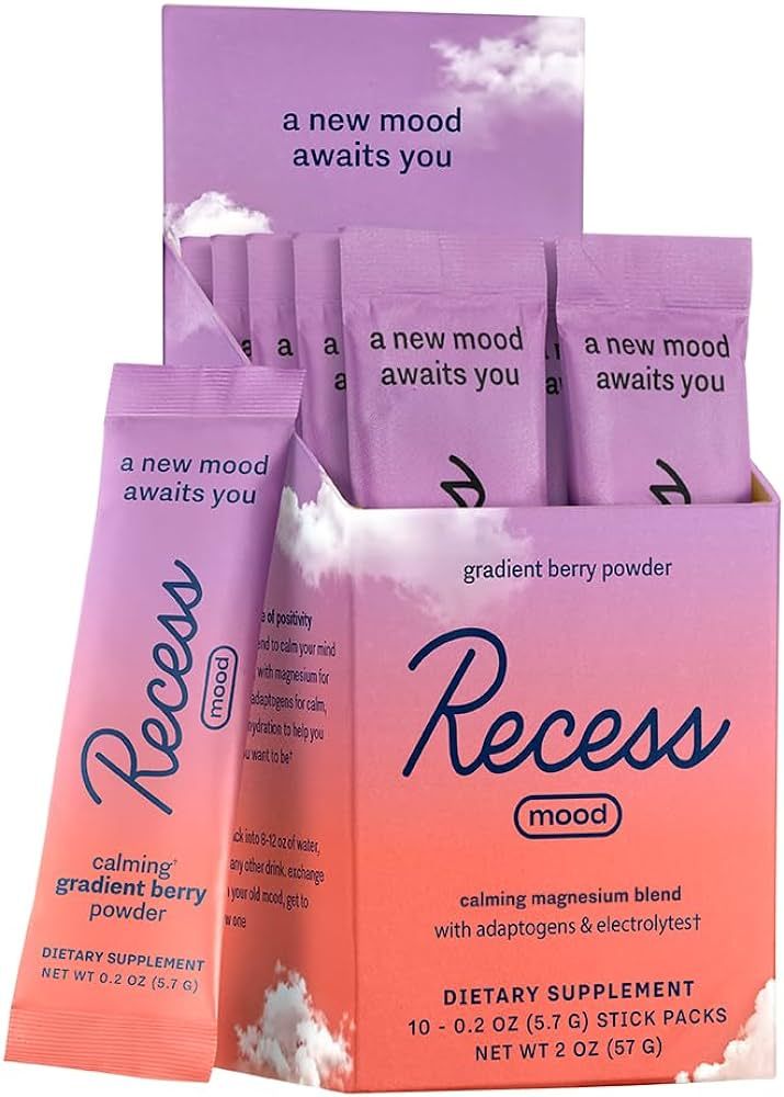 Recess Mood Powder, Calming Magnesium L-Threonate Blend with Passion Flower, L-Theanine, Electrol... | Amazon (US)