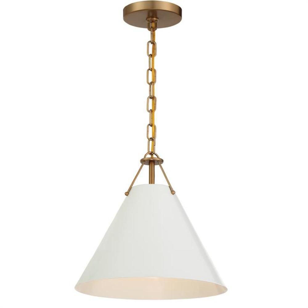 Crystorama Xavier 1-Light Vibrant Gold Pendant with Steel Shade | The Home Depot