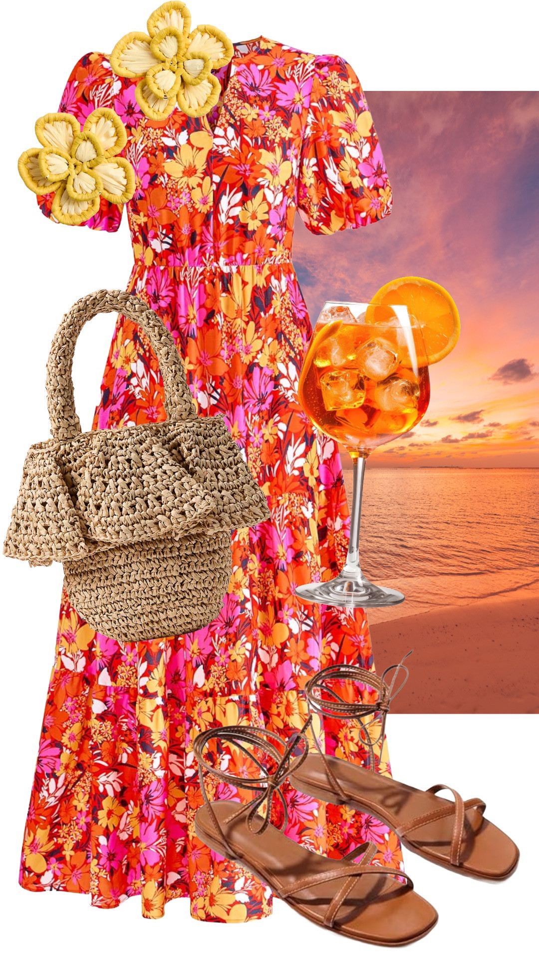 You're guaranteed to be vacation-ready with this gorgeous floral dress and raffia bag. Add a pair of strappy sandals and you're ready for an Aperol spritz! 

 #LTKgrwm #LTKootd #LTKSeasonal