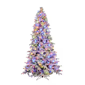 GE 7.5-ft Candlewood Pine Pre-lit Flocked Artificial Christmas Tree with LED Lights | Lowe's