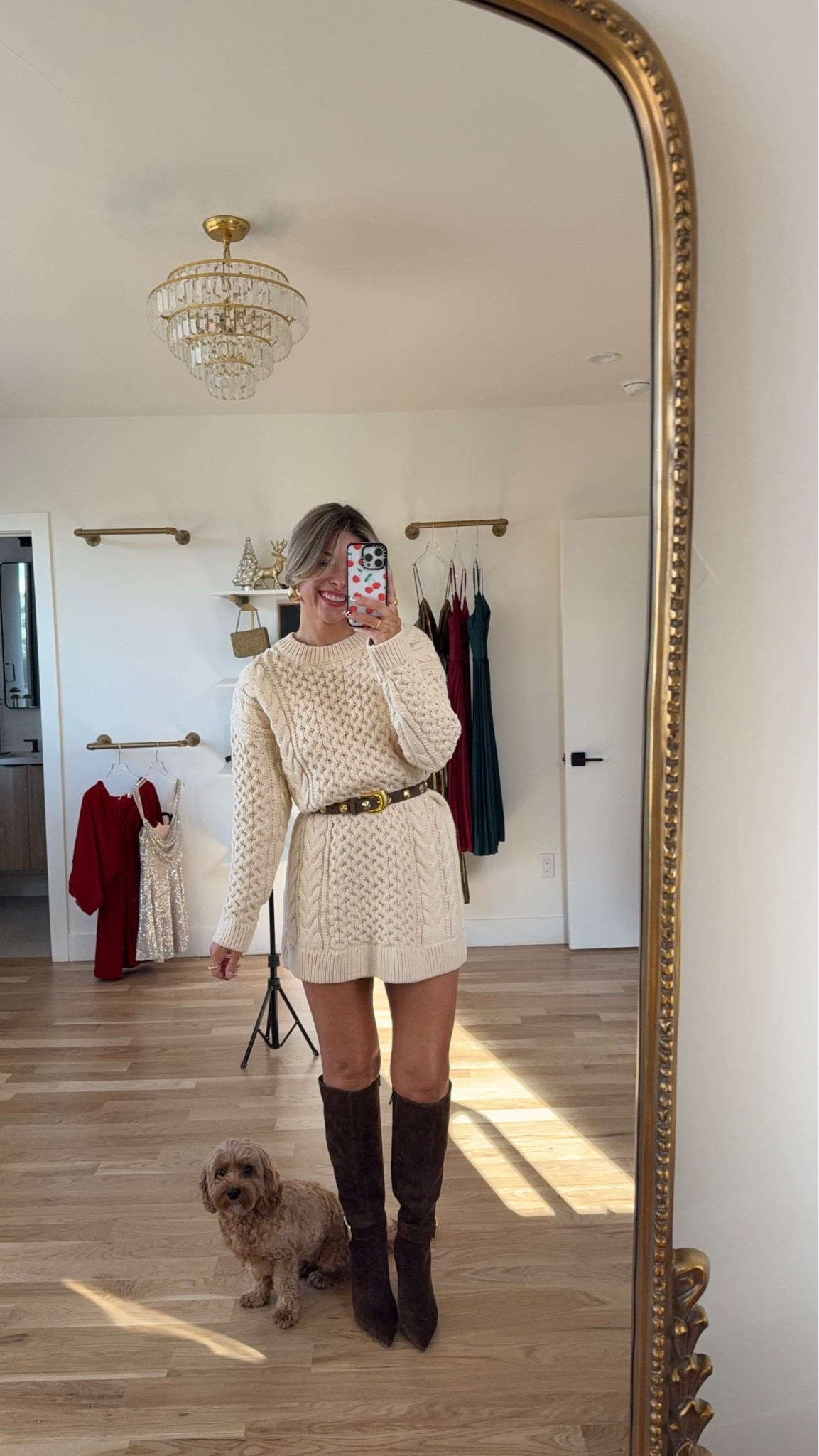 Cream sweater dress comfy holiday party look cocktail casual holiday look from Anthro. 

Wearing my usual small/2

Anthro code: emerson30

#LTKParties #LTKHoliday #LTKStyleTip