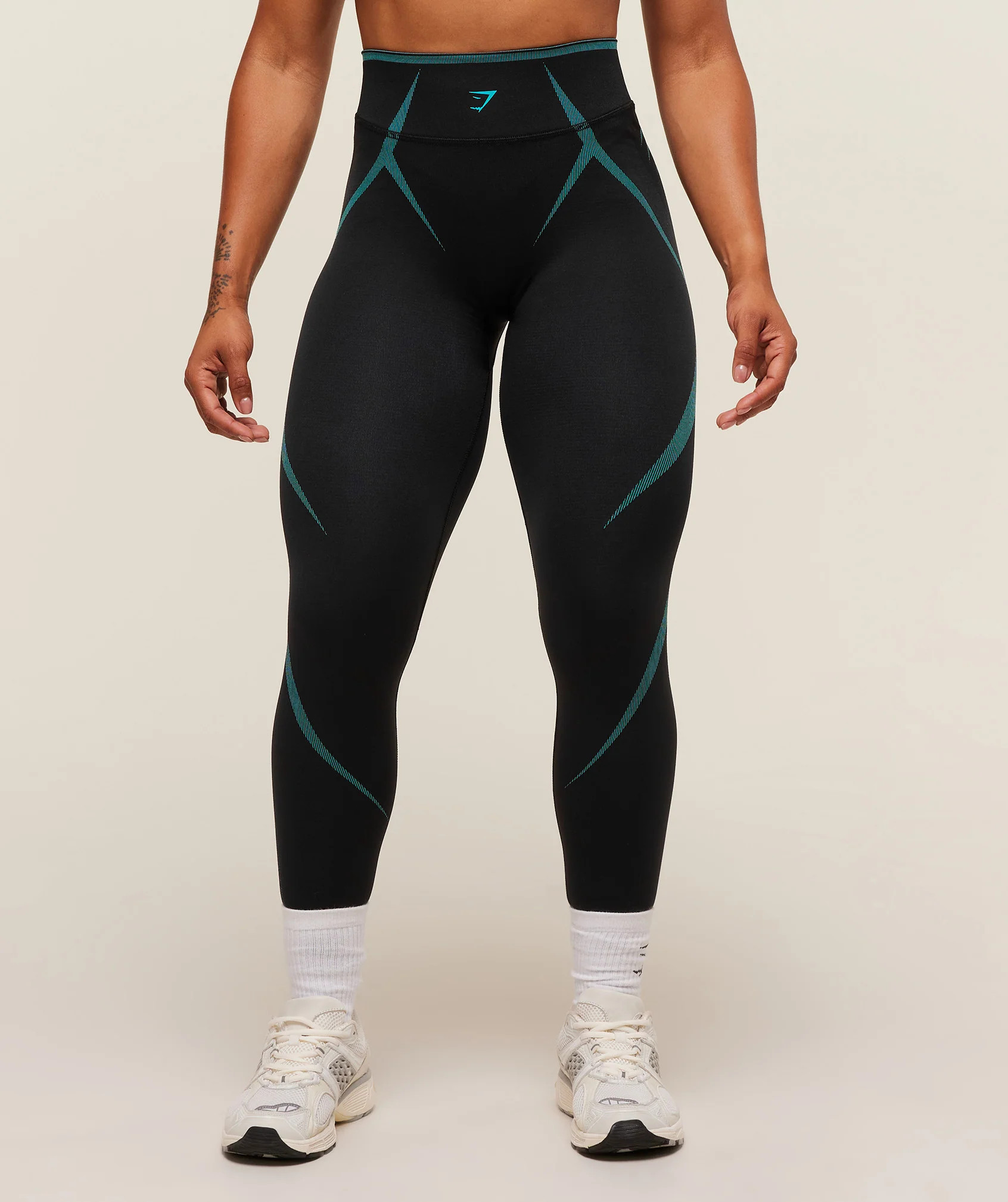 Gymshark Apex Lift Seamless Leggings - Black/Brand Blue | Gymshark US