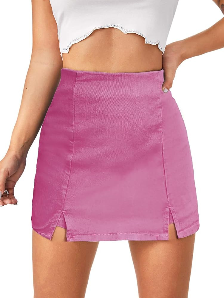 Floerns Women's Casual Split Hem High Waist Denim Skorts Skirt Shorts | Amazon (US)
