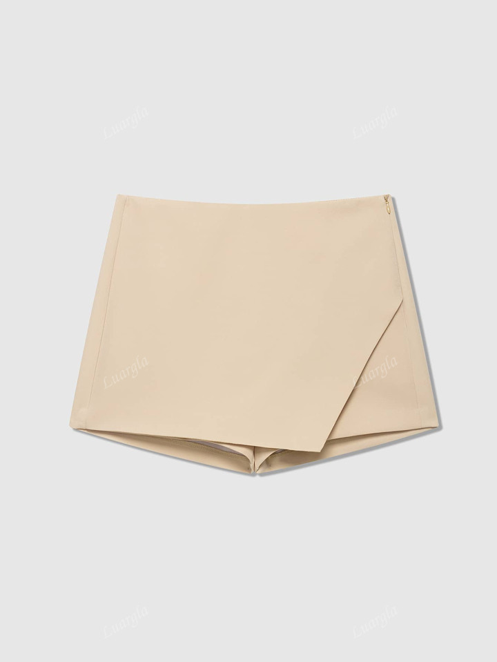 Women's Solid Color Asymmetric Skirt Pants, Minimalist Fashion, Suitable For Summer | SHEIN