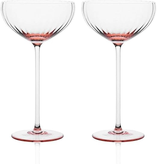 Sister.ly Drinkware Pink Coupe Glasses/Pink Coupe Champagne Glasses, Set of 2, 8 oz, Perfect for ... | Amazon (US)