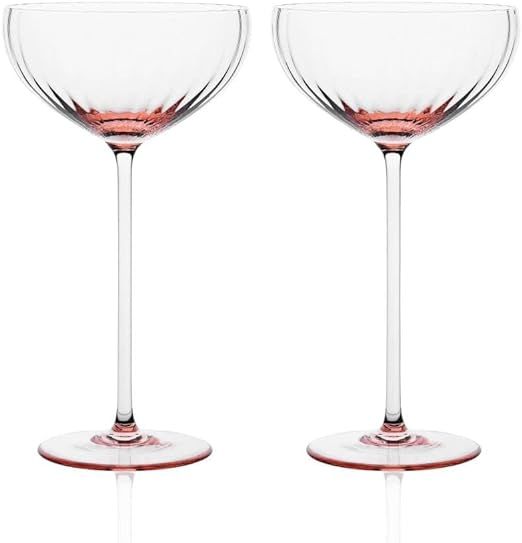 Sister.ly Drinkware Pink Coupe Glasses/Pink Coupe Champagne Glasses, Set of 2, 8 oz, Perfect for ... | Amazon (US)