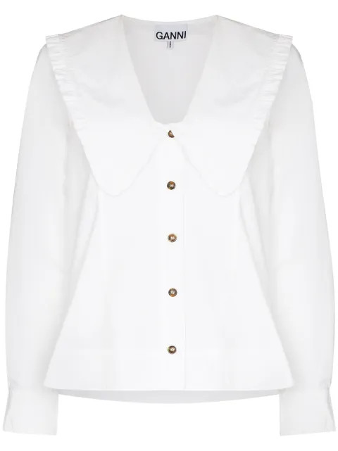 oversized collar V-neck blouse | Farfetch (US)