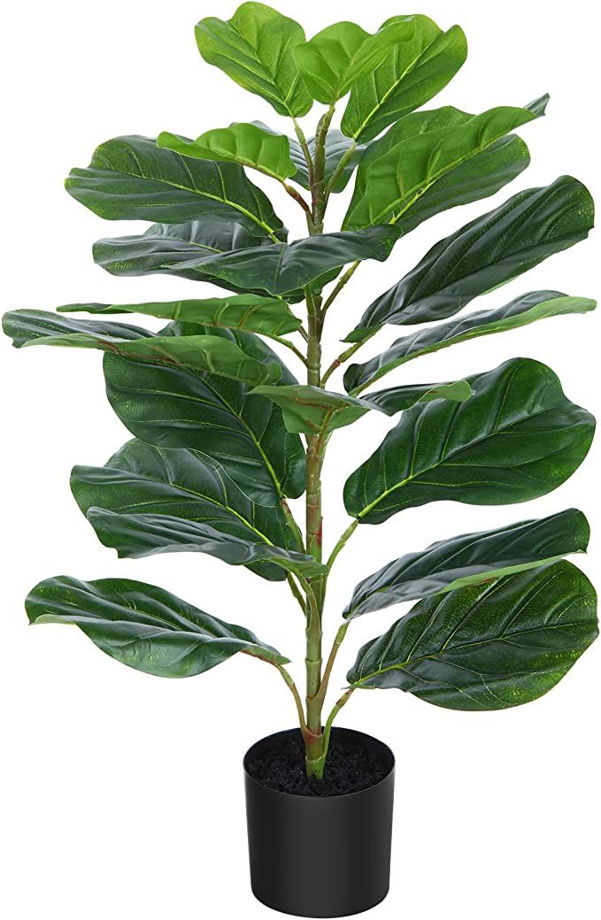 CROSOFMI 30" Artificial Fiddle Leaf Fig Tree/Fake Ficus Lyrata Plant with 21 Leaves Faux Plants i... | Amazon (US)