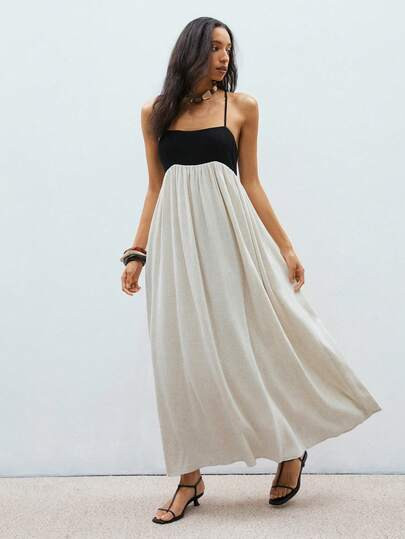 Cotton contrast Maxi Dress | SHEIN