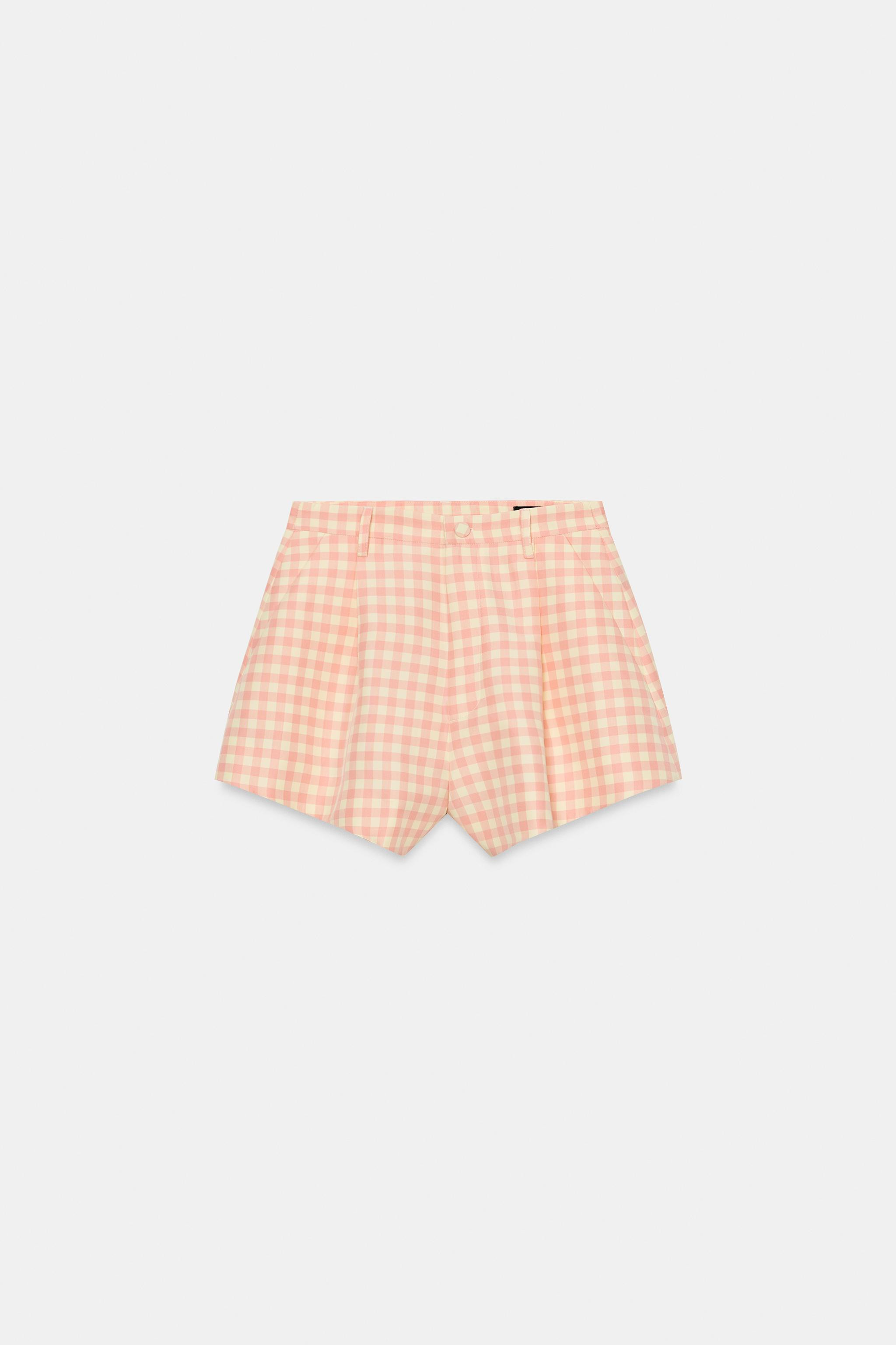 ZW COLLECTION GINGHAM SHORTS | Zara US