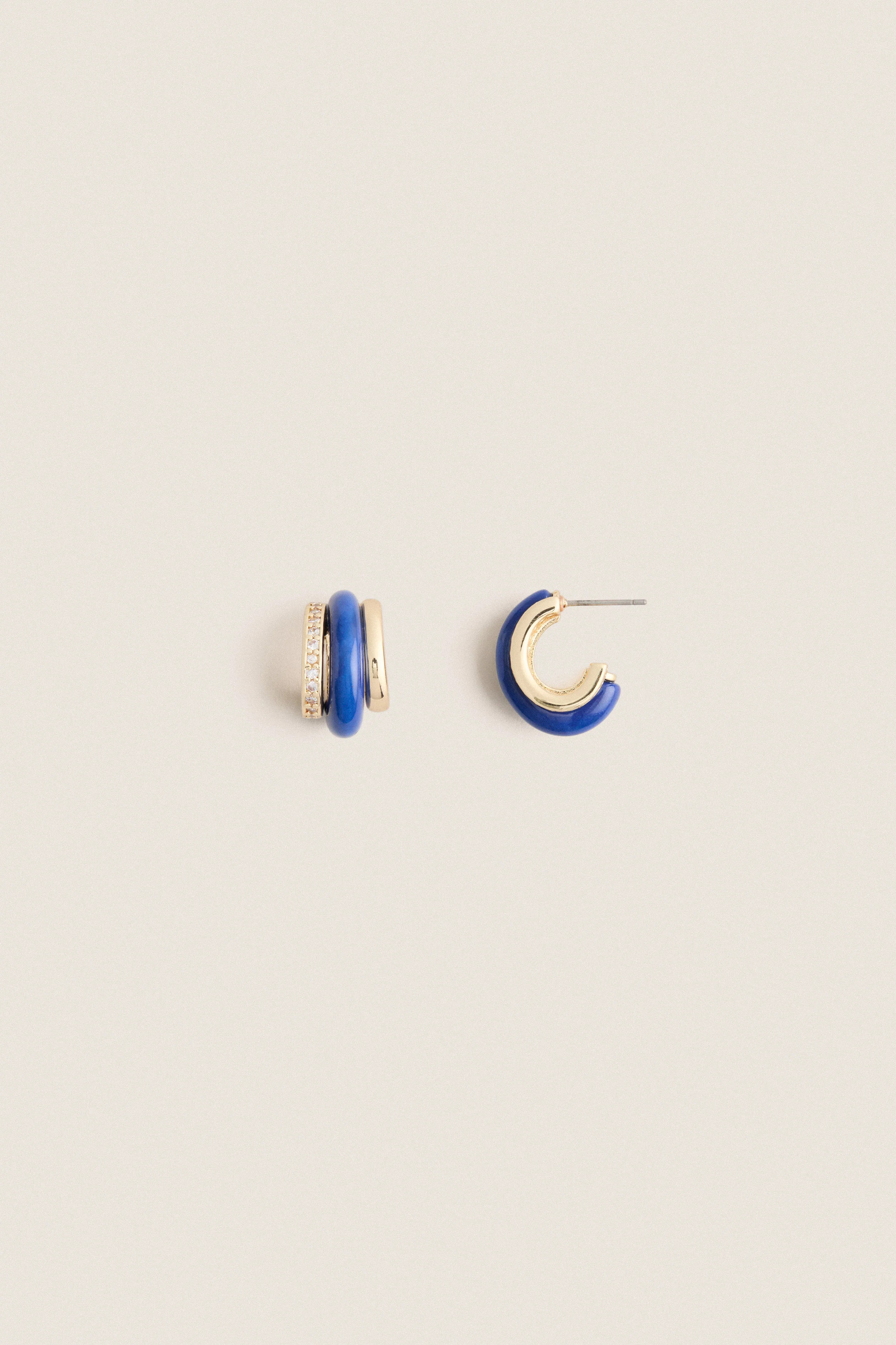 Lapis Semi Stone Combo Chubby Hoop Earrings | Tuckernuck (US)