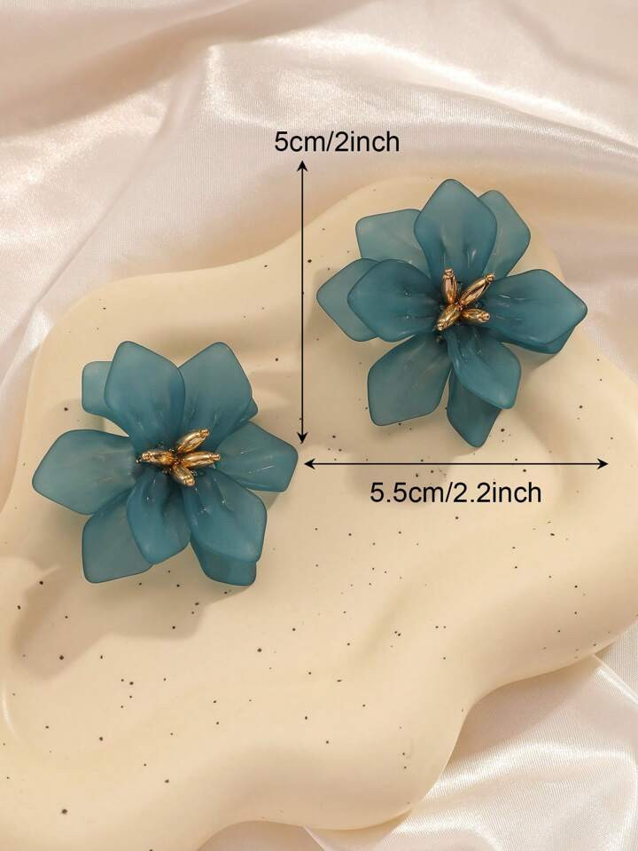 1pair Double-Layer Preserved Flower Petal Women's Earrings, Elegant Vintage Stud Earrings Valenti... | SHEIN