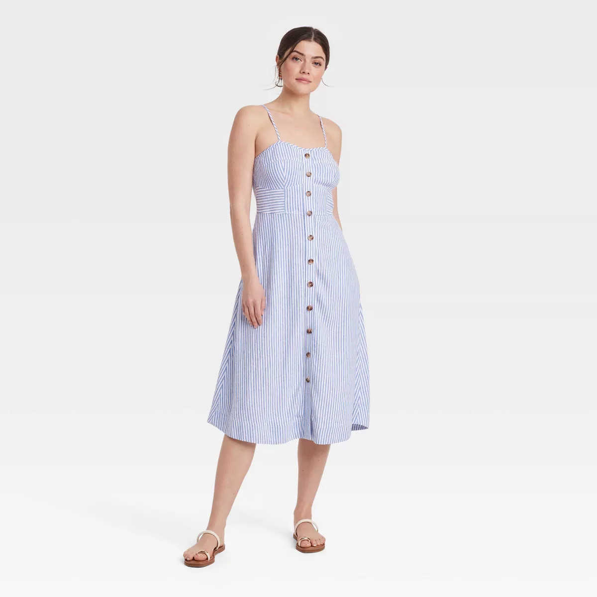 Women's Corset Linen Midi A-Line Dress - Universal Thread™ | Target
