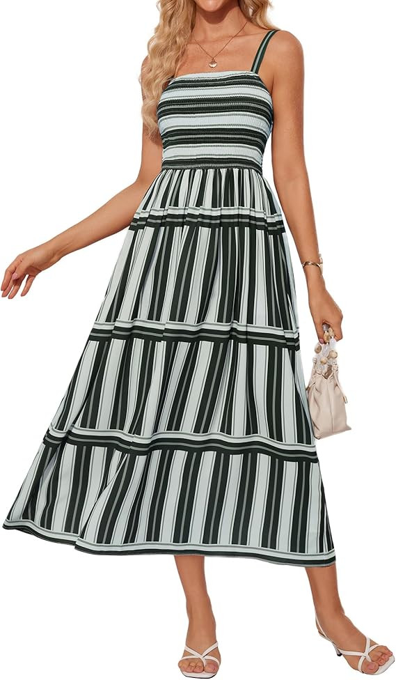 GRACE KARIN Women's Floral Maxi Dress 2025 Summer Spaghetti Strap Sleeveless Ruffle Hem Flowy Boh... | Amazon (US)