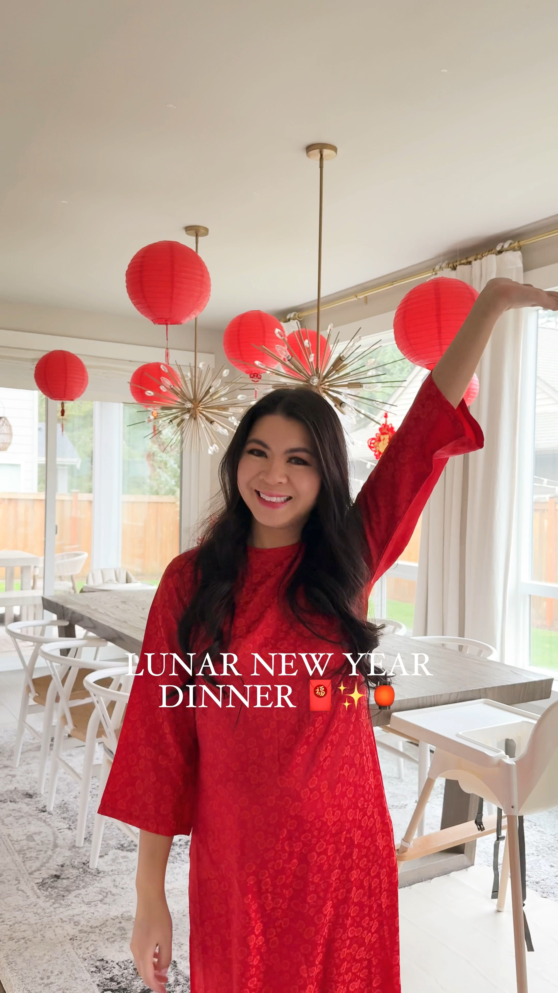 Dining room decor, lunar new year or Tết decorations with red lanterns, knots, and Vietnamese food, ao dai

#LTKWatchNow #LTKSeasonal #LTKHome