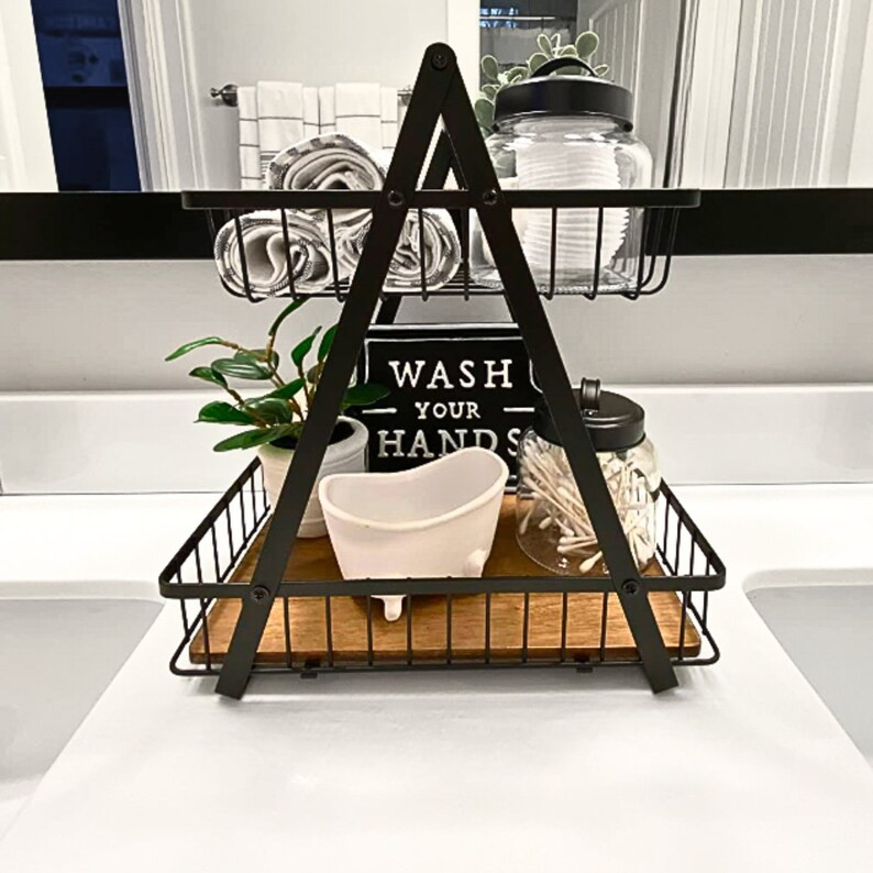 Bathroom Organizer Storage Basket Farmhouse Bathroom Decor Personalized Rustic Bathroom Toiletry ... | Etsy (US)