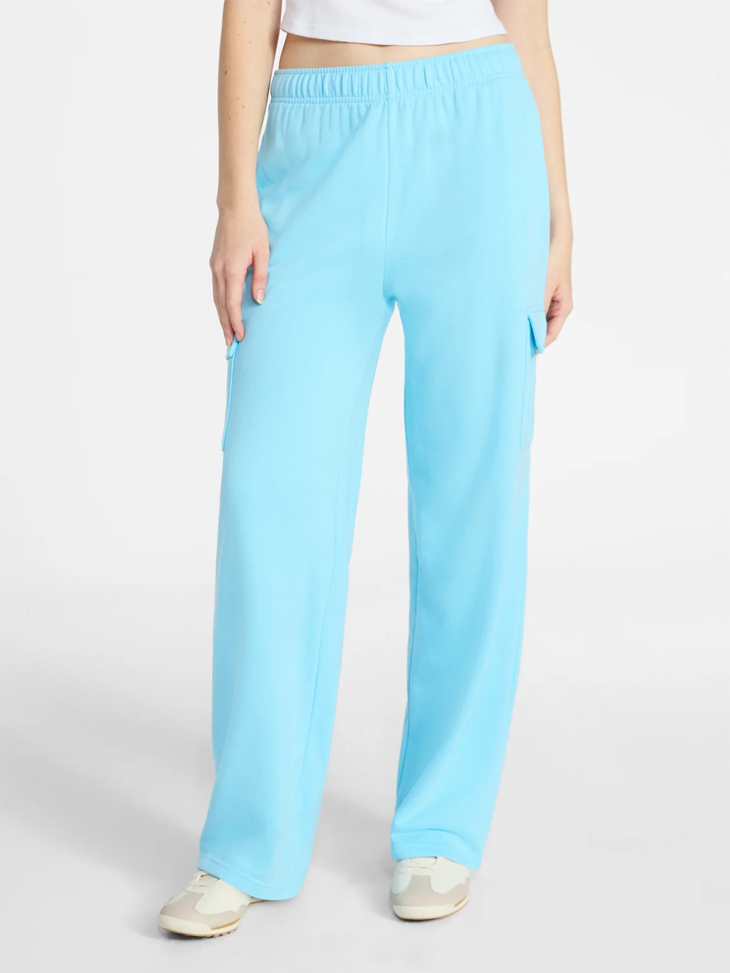 No Boundaries French Terry Cargo Pants, 30" Inseam, Women's XXS-XXL | Walmart (US)