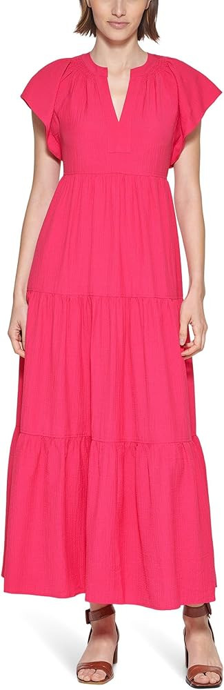 Calvin Klein Women's Flutter Sleeve Gauze Midi Dress | Amazon (US)