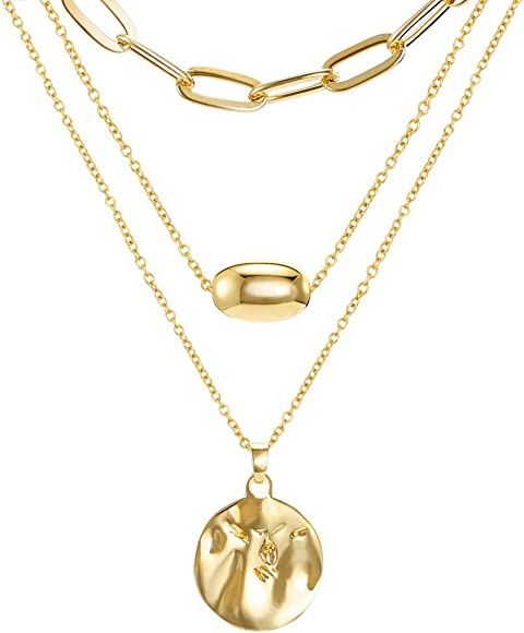 Vintage Coin Pendant Necklace Gold-Layered Choker Necklace for Women | Amazon (US)