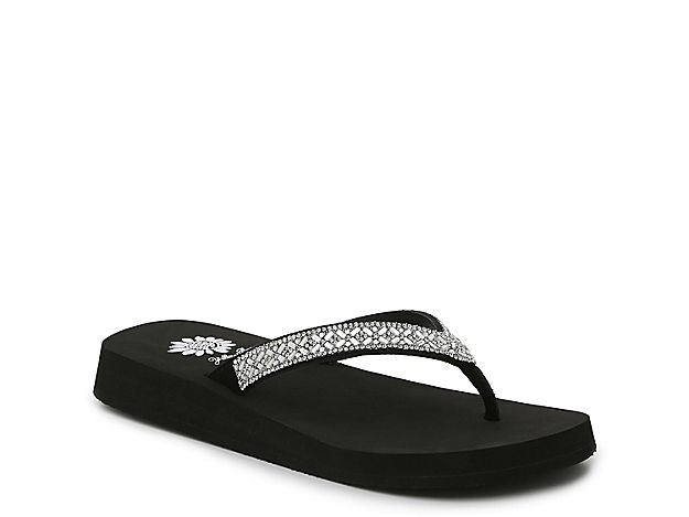 Yellow Box Allora Flip Flop - Women's - Silver Metallic/Black | DSW