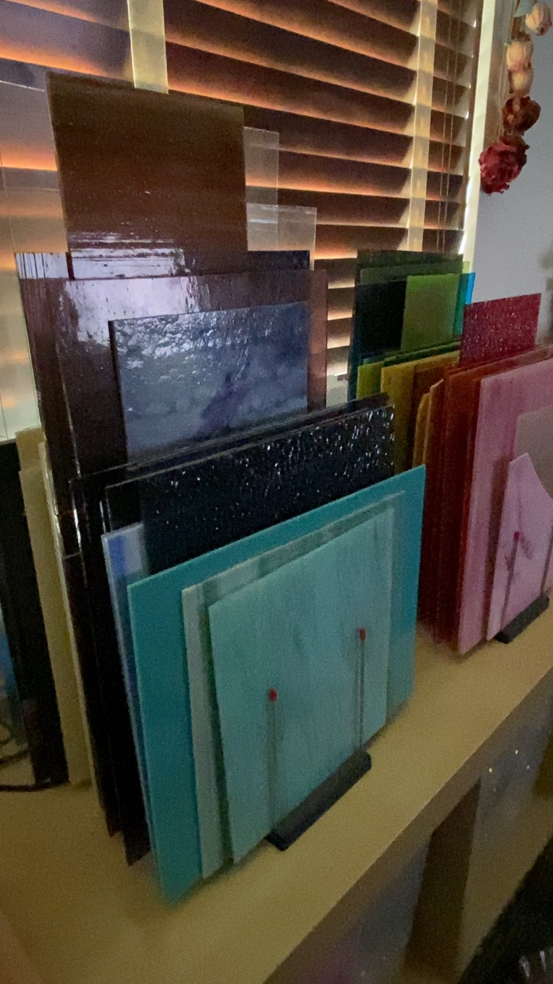 Sharing my favorite way to store stained glass sheets. 🌈 This organizer allows me to group glass sheets together by color (of course!) which helps me quickly locate what I’m looking for. 🌈 For mosaic tips, tutorials, inspiration, and so much more please visit my YouTube channel: YouTube.com/julieweilbacher. Follow @julieweilbacher on Instagram for all things mosaic art. #glassart #stainedglassart #diyglasscrafts #mosaic #organizer #craftsorganization 

#LTKHome #LTKVideo #LTKGiftGuide