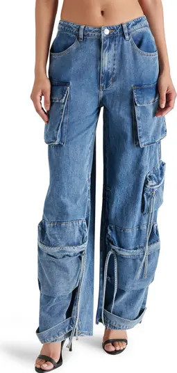 Steve Madden Duo Cargo Jeans in Light Blue at Nordstrom, Size Small | Nordstrom