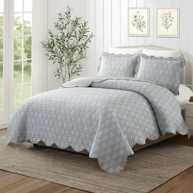 Mainstays Gray Paisley 3-Piece Quilt Set, King | Walmart (US)