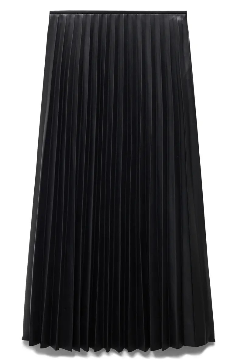 MANGO Pleated Faux Leather Midi Skirt | Nordstrom | Nordstrom