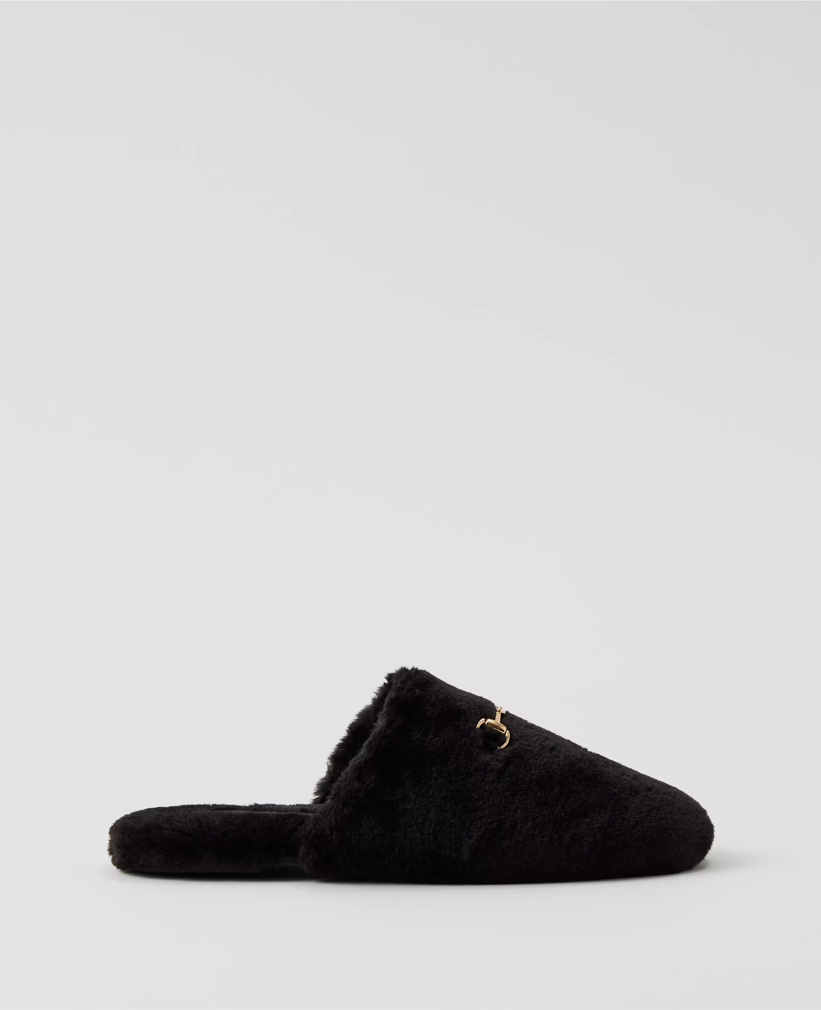 Horsebit Fuzzy Slide Flat | Ann Taylor