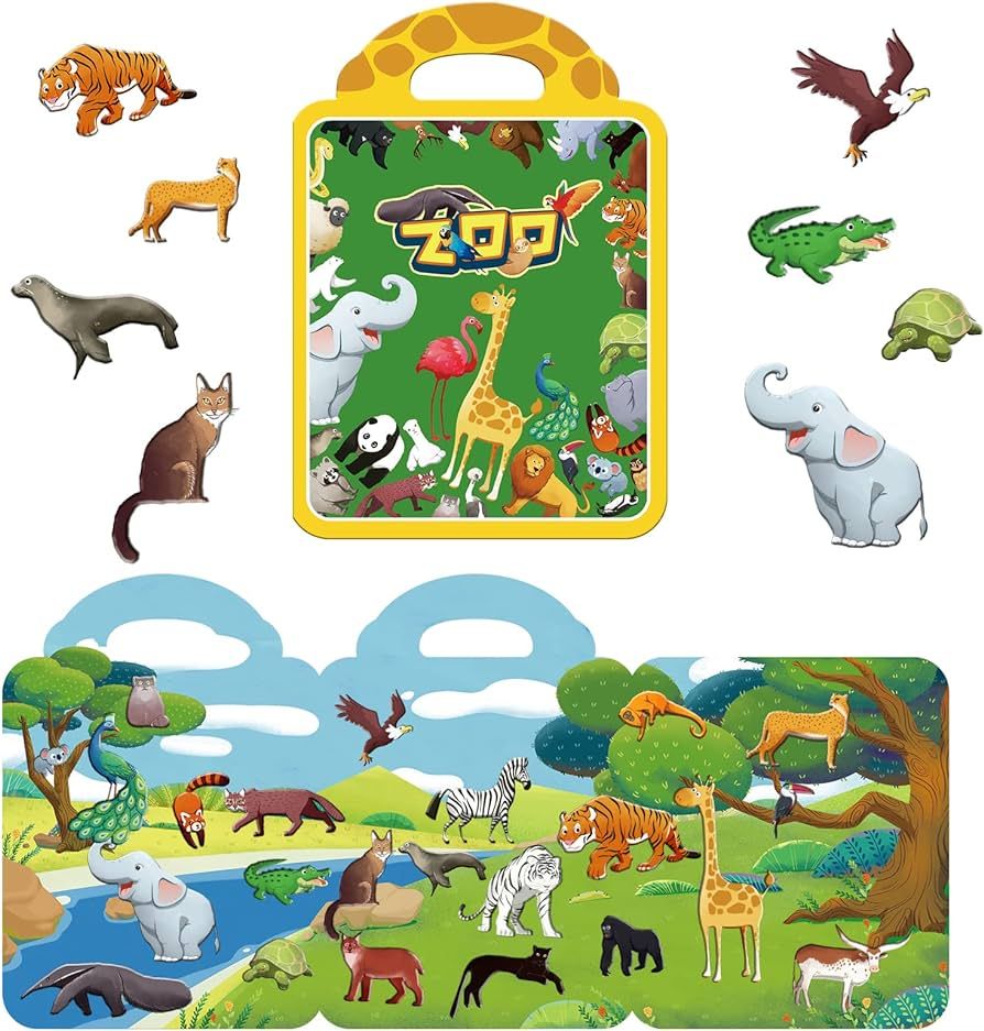 Gveuwin 3D Zoo Animals Puffy Sticker Play Set Kids, Reusable Puffy Stickers Travel Toys for Toddl... | Amazon (US)