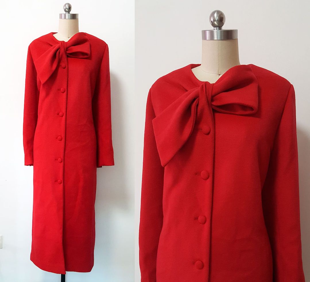 Kate Middleton Christmas Beau Tie Coat/ Red Bow Coat Dress/ - Etsy | Etsy (US)