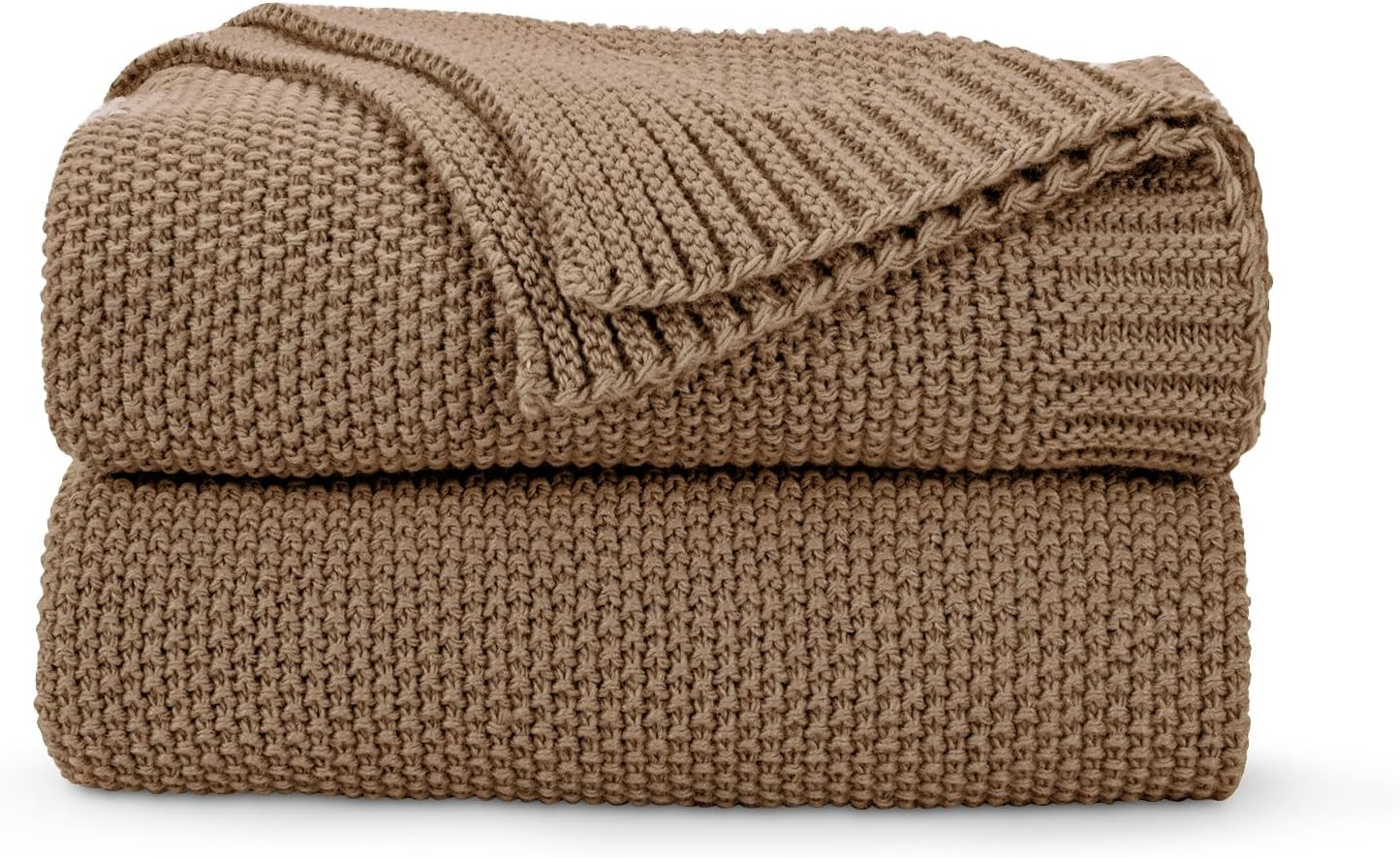 CozeCube Caramel Brown Throw Blanket for Couch, Soft Cozy Cable Knit Throw for Bed Sofa Living Ro... | Amazon (US)