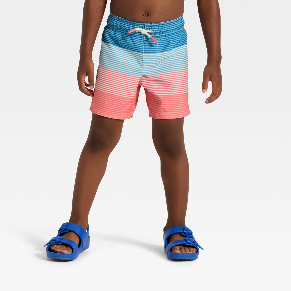 Toddler Boys' Striped Swim Trunks - Cat & Jack™ Blue/ Pink | Target