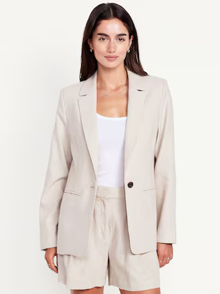 Taylor Fitted Linen-Blend Suit Blazer | Old Navy (US)
