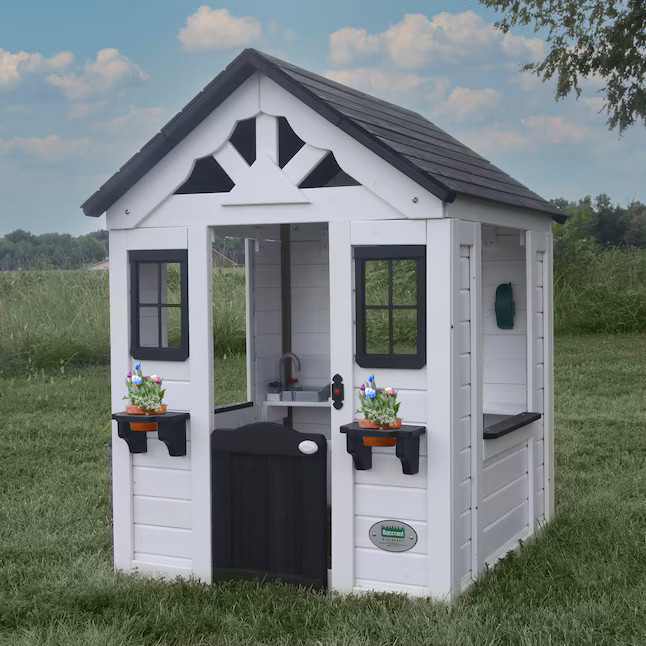 Backyard Discovery White Sweetwater Playhouse Outdoor Wood Playhouse | Lowe's