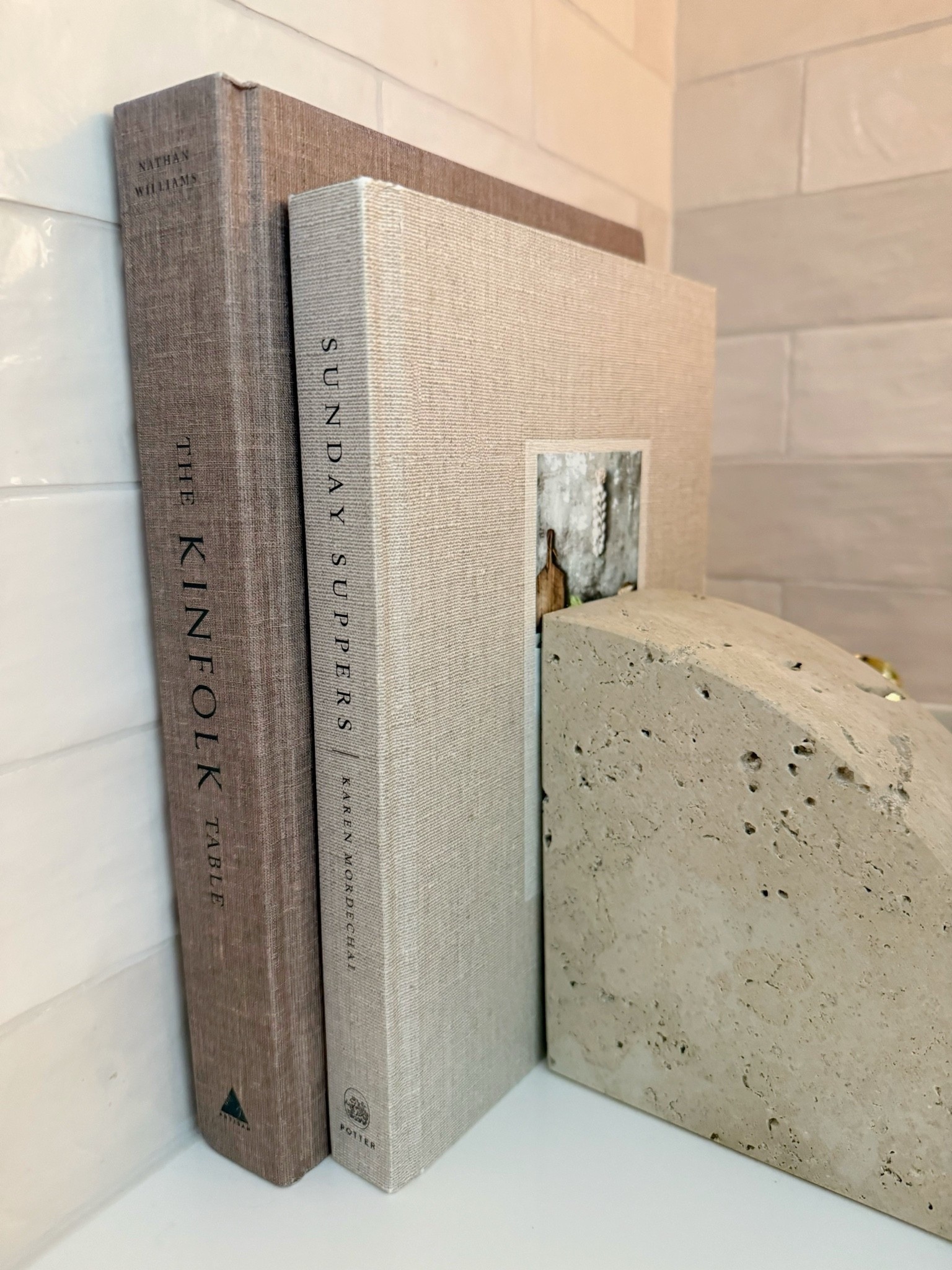 Cookbooks, kitchen decor, counter decor, kitchen inspo, neutral kitchen