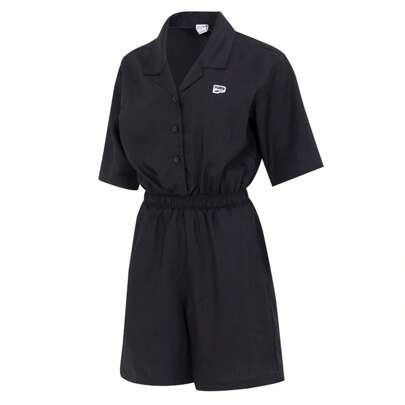 Women's Black Sports Short-Sleeved Shorts Jumpsuit Casual Running Suit 620632-01 | SHEIN